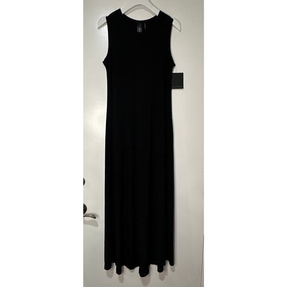 Norma Kamali Sleeveless Long Swing Black Dress Size Small/36 NWT Pockets Relaxed - Picture 2 of 15